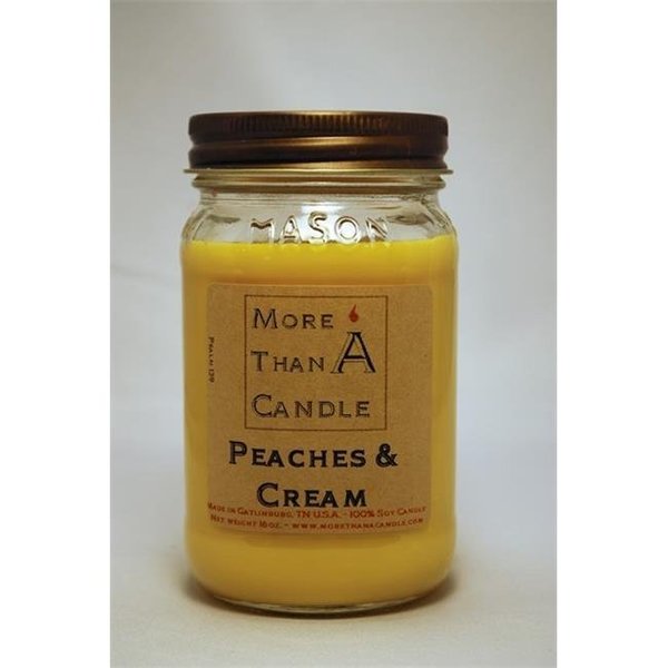 More Than A Candle More Than A Candle PAC16M 16 oz Mason Jar Soy Candle; Peaches & Cream PAC16M